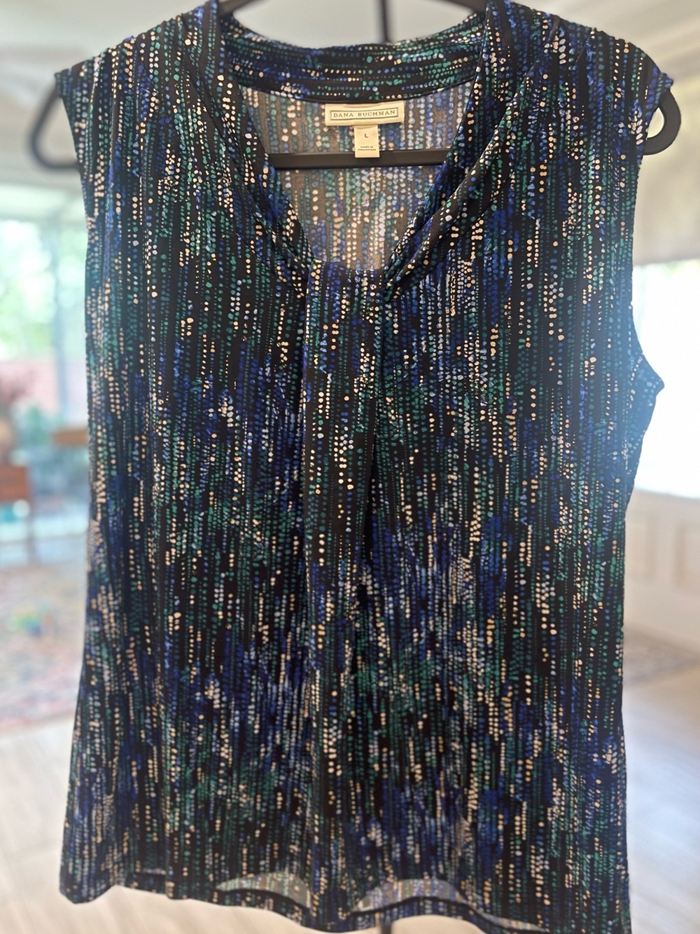 Dana Buchman Blue-Green-Black Sleeveless Knit Tank